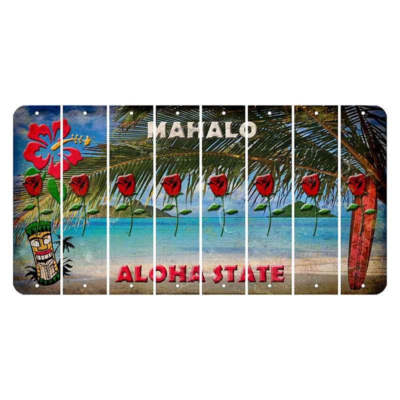 Hawaii Beach Scene Cut License Plate Strips (Set of 8)