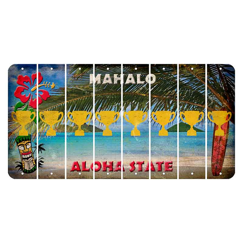 Hawaii Beach Scene Cut License Plate Strips (Set of 8)