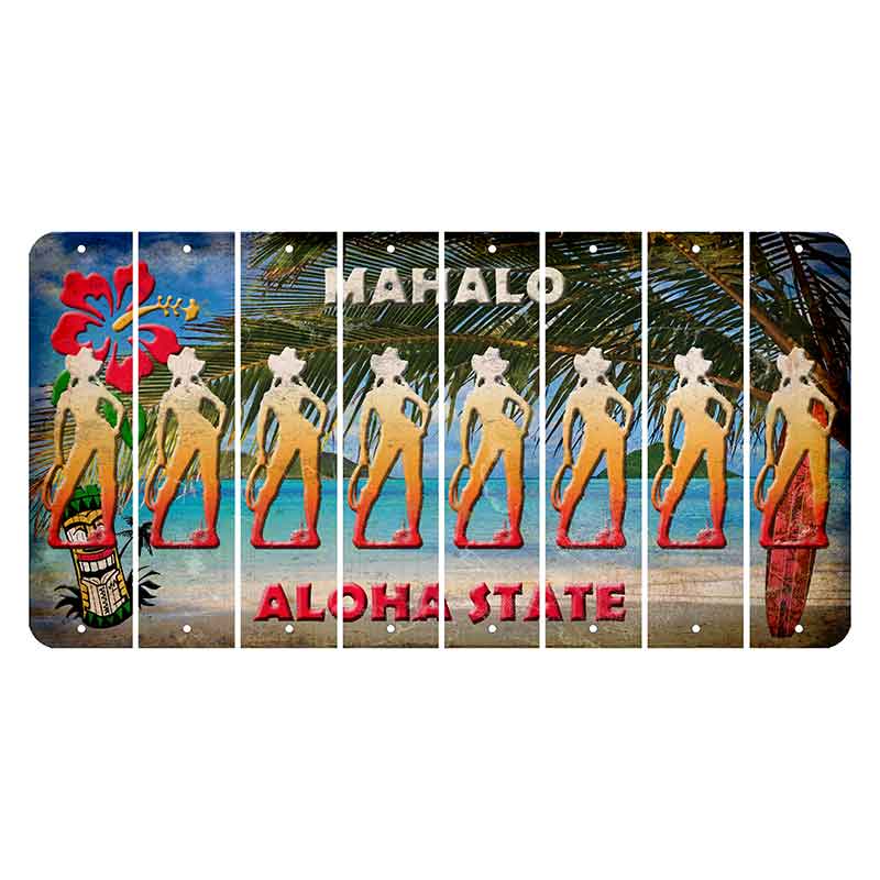 Hawaii Beach Scene Cut License Plate Strips (Set of 8)