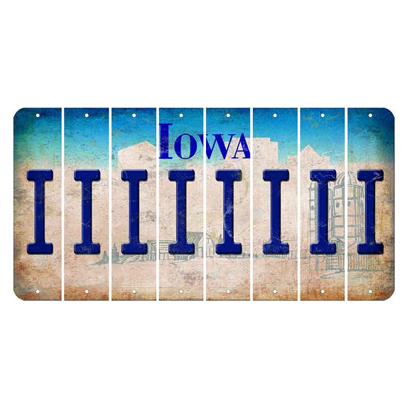 Iowa Farm Scene Cut License Plate Strips (Set of 8) I