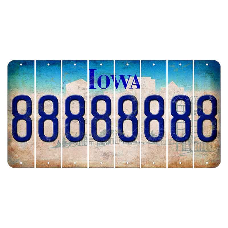 Iowa Farm Scene Cut License Plate Strips (Set of 8) 8