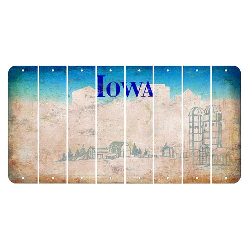 Iowa Farm Scene Cut License Plate Strips (Set of 8) Blank