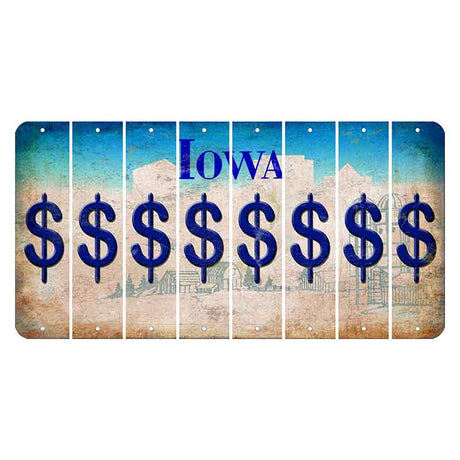 Iowa Farm Scene Cut License Plate Strips (Set of 8) Dollar Sign