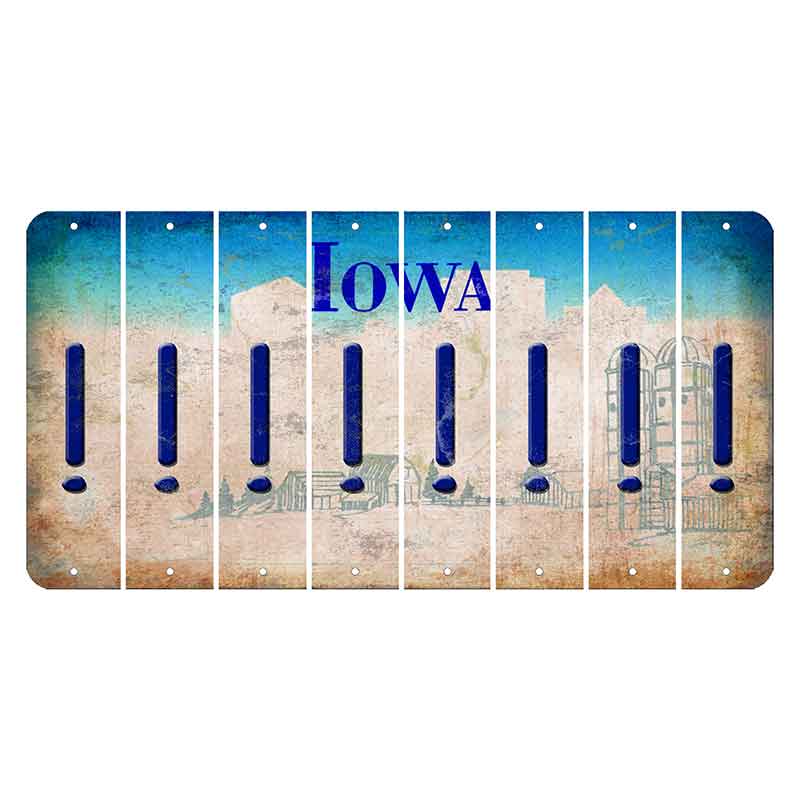 Iowa Farm Scene Cut License Plate Strips (Set of 8) Exclamation Point