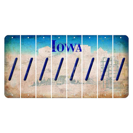 Iowa Farm Scene Cut License Plate Strips (Set of 8) Forward Slash