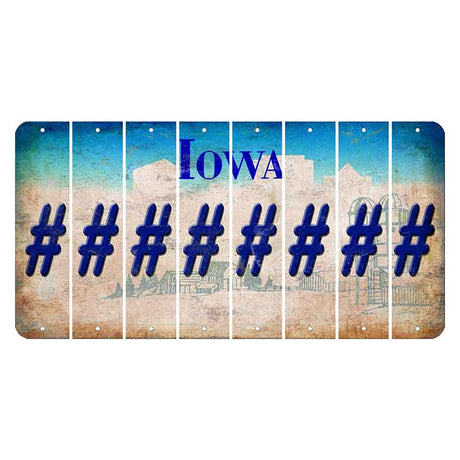 Iowa Farm Scene Cut License Plate Strips (Set of 8) Hashtag