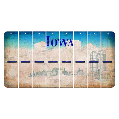 Iowa Farm Scene Cut License Plate Strips (Set of 8) Hyphen