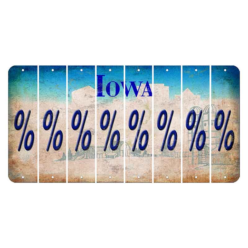 Iowa Farm Scene Cut License Plate Strips (Set of 8) Percent Sign