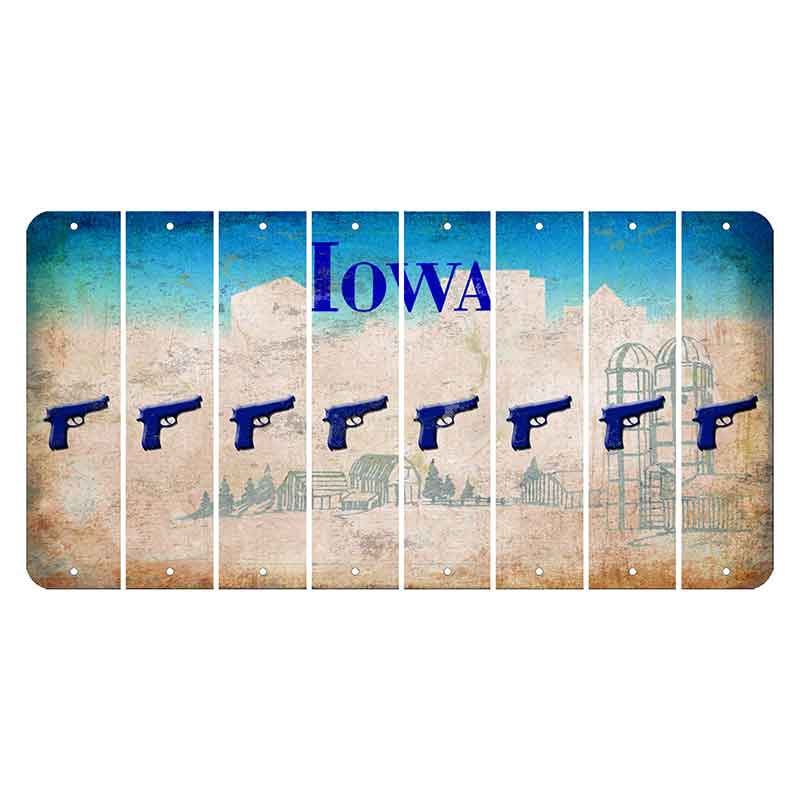 Iowa Farm Scene Cut License Plate Strips (Set of 8) Handgun