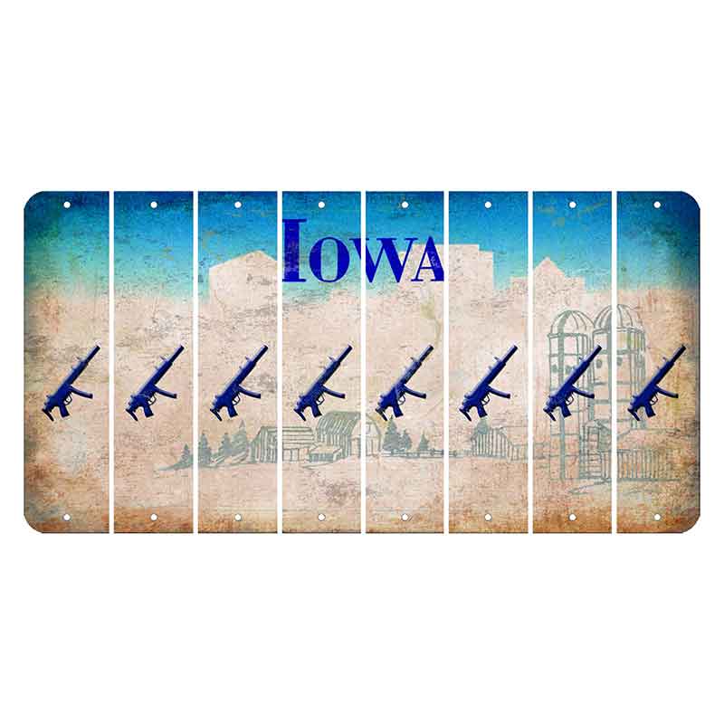 Iowa Farm Scene Cut License Plate Strips (Set of 8) Submachine Gun