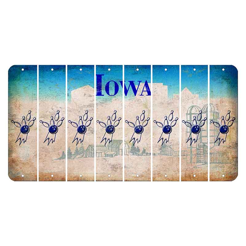 Iowa Farm Scene Cut License Plate Strips (Set of 8) Bowling