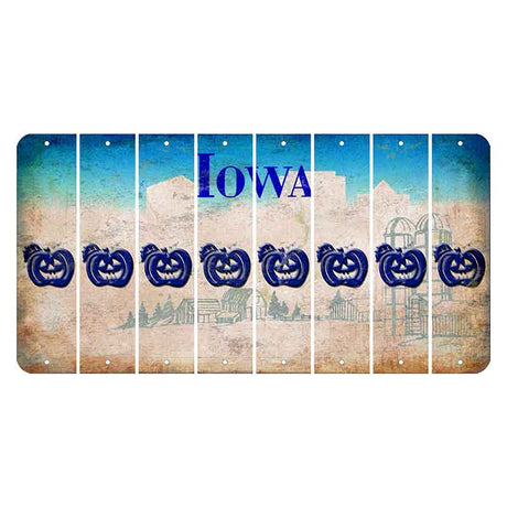 Iowa Farm Scene Cut License Plate Strips (Set of 8) Pumpkin