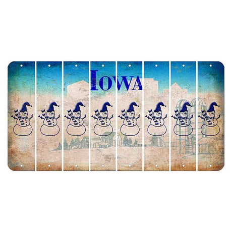 Iowa Farm Scene Cut License Plate Strips (Set of 8) Snowman