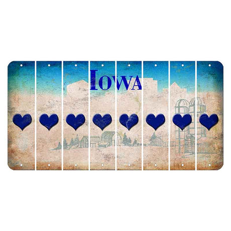 Iowa Farm Scene Cut License Plate Strips (Set of 8) Heart