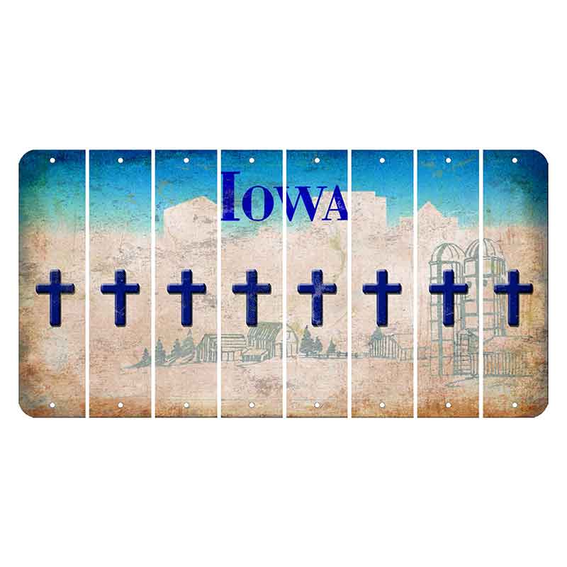 Iowa Farm Scene Cut License Plate Strips (Set of 8) Cross