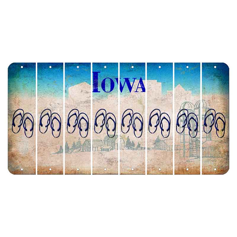 Iowa Farm Scene Cut License Plate Strips (Set of 8) Flip Flops