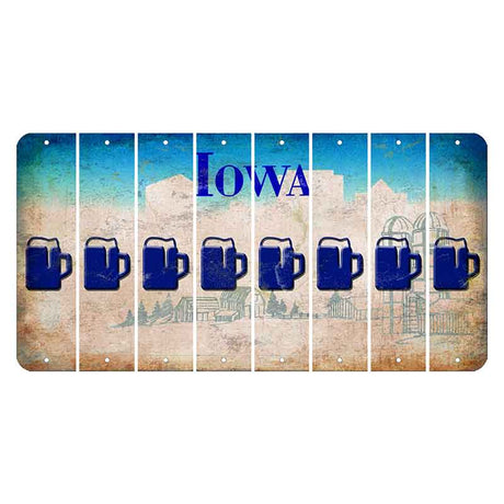 Iowa Farm Scene Cut License Plate Strips (Set of 8) Beer Mug