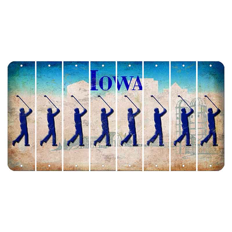 Iowa Farm Scene Cut License Plate Strips (Set of 8) Male Golfer