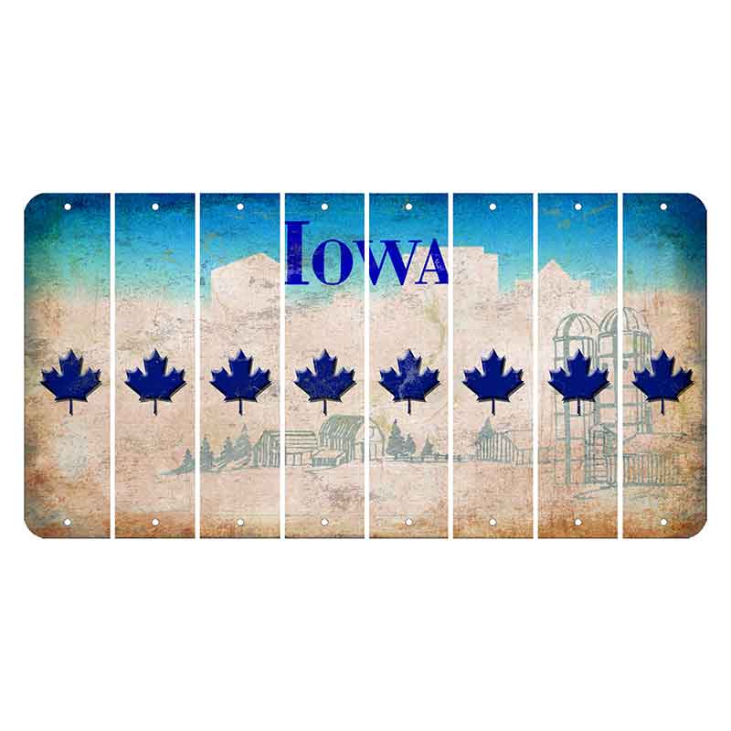 Iowa Farm Scene Cut License Plate Strips (Set of 8) Maple Leaf