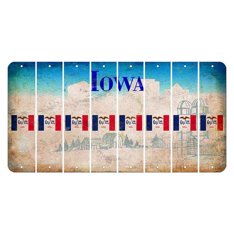 Iowa Farm Scene Cut License Plate Strips (Set of 8) State Flag