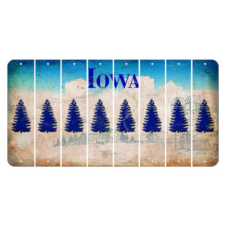 Iowa Farm Scene Cut License Plate Strips (Set of 8) Pine Tree