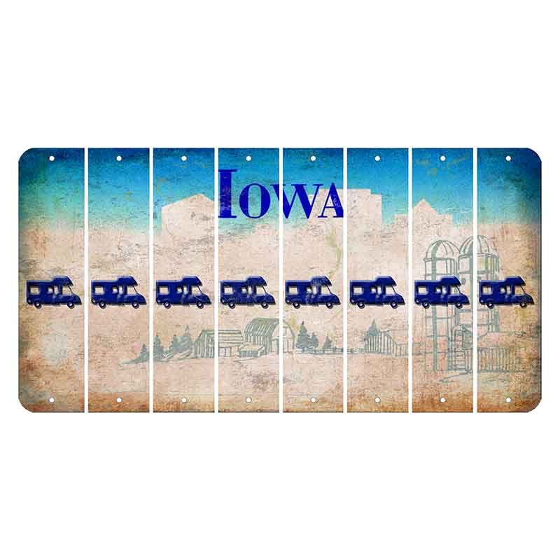 Iowa Farm Scene Cut License Plate Strips (Set of 8) Camper