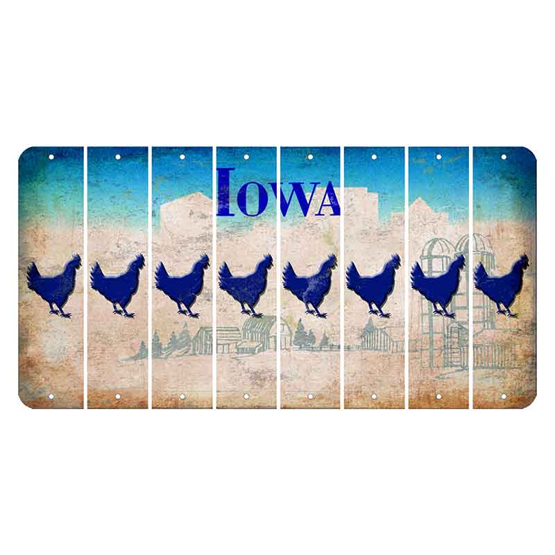 Iowa Farm Scene Cut License Plate Strips (Set of 8) Chicken