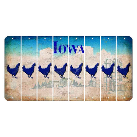 Iowa Farm Scene Cut License Plate Strips (Set of 8) Chicken