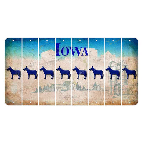 Iowa Farm Scene Cut License Plate Strips (Set of 8) Donkey