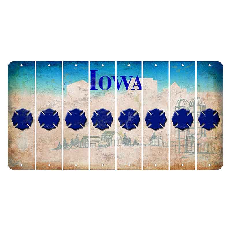 Iowa Farm Scene Cut License Plate Strips (Set of 8) Fire Badge