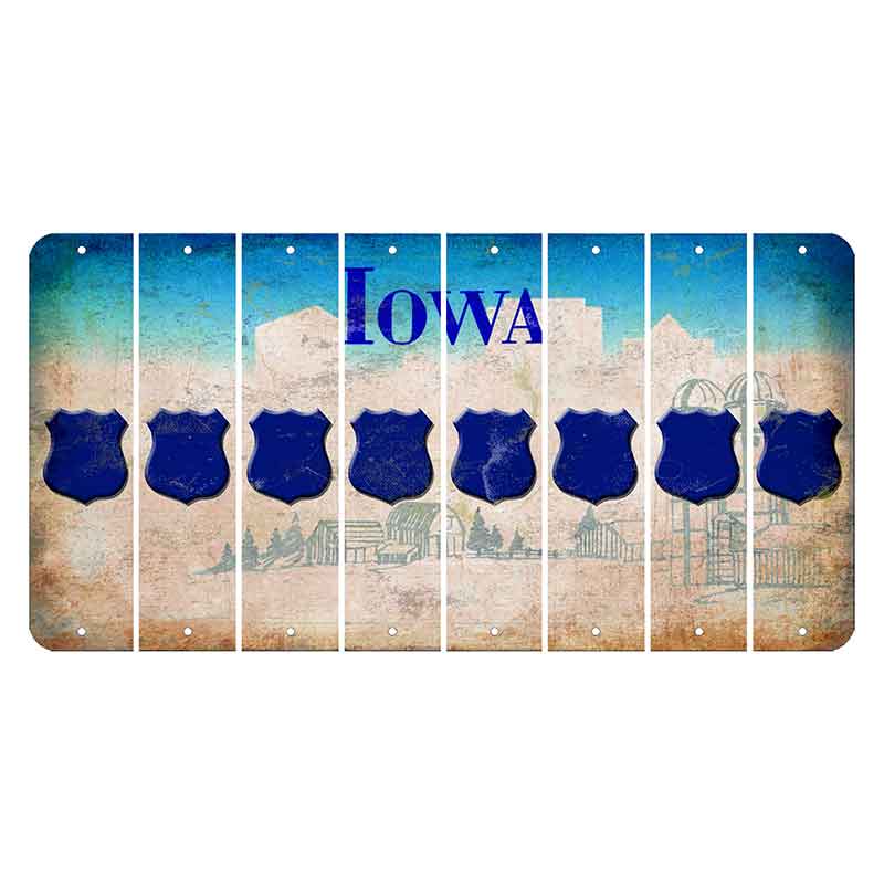 Iowa Farm Scene Cut License Plate Strips (Set of 8) Police Badge