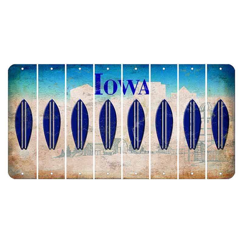 Iowa Farm Scene Cut License Plate Strips (Set of 8) Surfboard