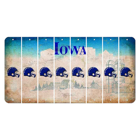 Iowa Farm Scene Cut License Plate Strips (Set of 8) Football Helmet