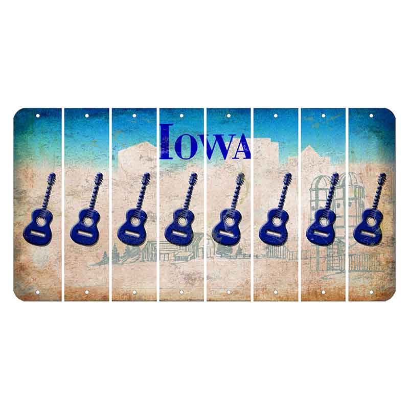 Iowa Farm Scene Cut License Plate Strips (Set of 8) Guitar