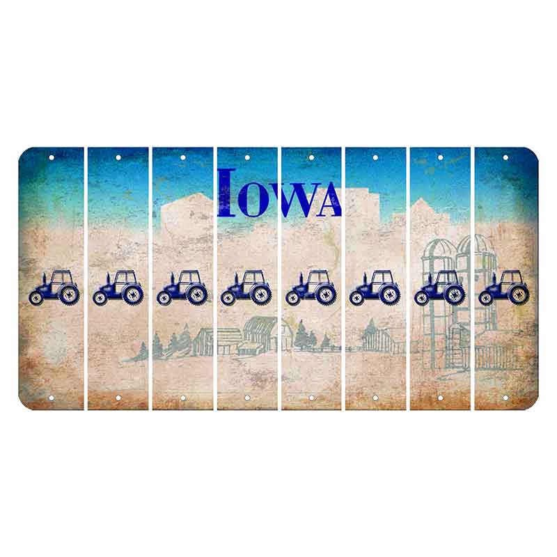 Iowa Farm Scene Cut License Plate Strips (Set of 8) Tractor