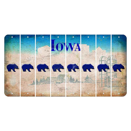 Iowa Farm Scene Cut License Plate Strips (Set of 8) Bear