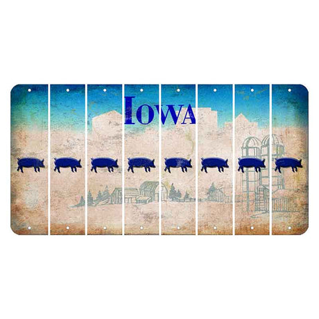 Iowa Farm Scene Cut License Plate Strips (Set of 8) Pig