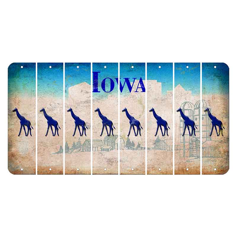 Iowa Farm Scene Cut License Plate Strips (Set of 8) Giraffe