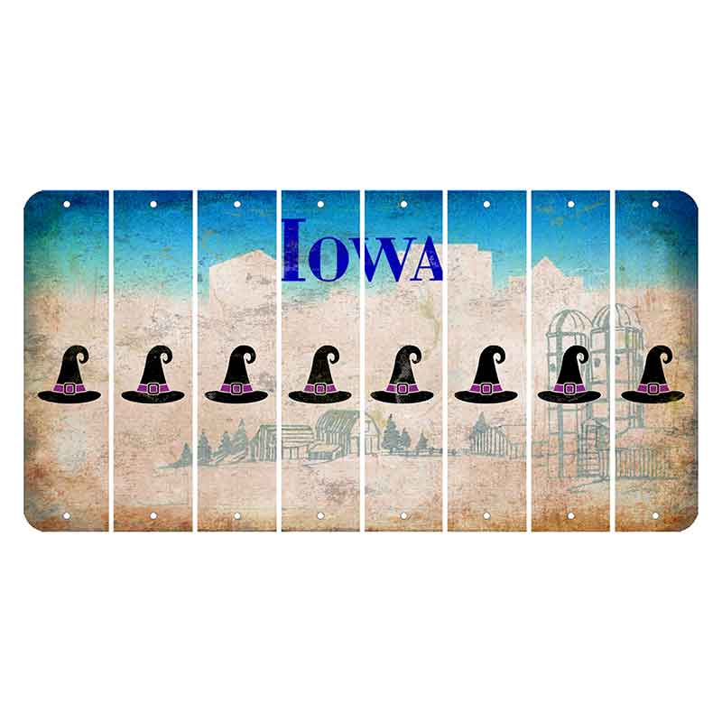 Iowa Farm Scene Cut License Plate Strips (Set of 8) Witches Hat