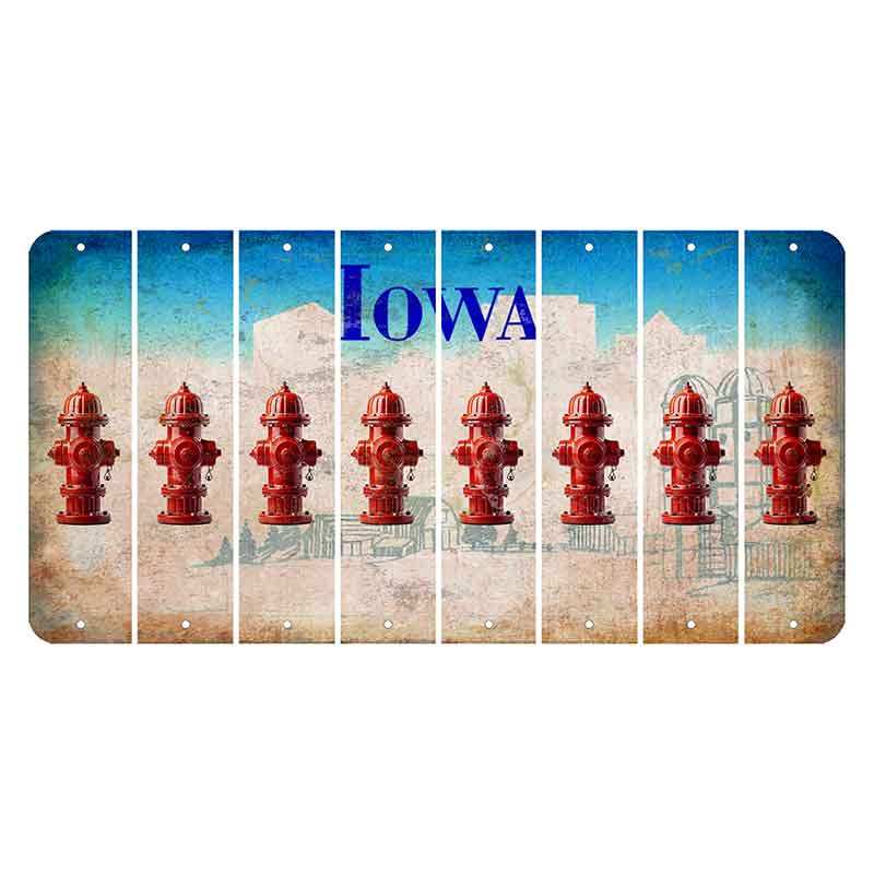 Iowa Farm Scene Cut License Plate Strips (Set of 8) Fire Hydrant