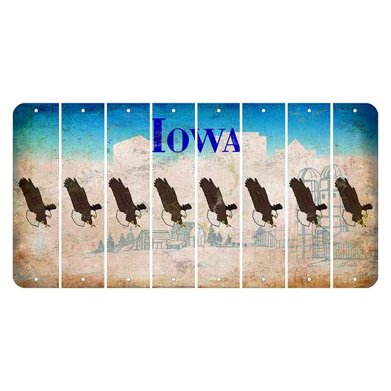 Iowa Farm Scene Cut License Plate Strips (Set of 8) Bald Eagle