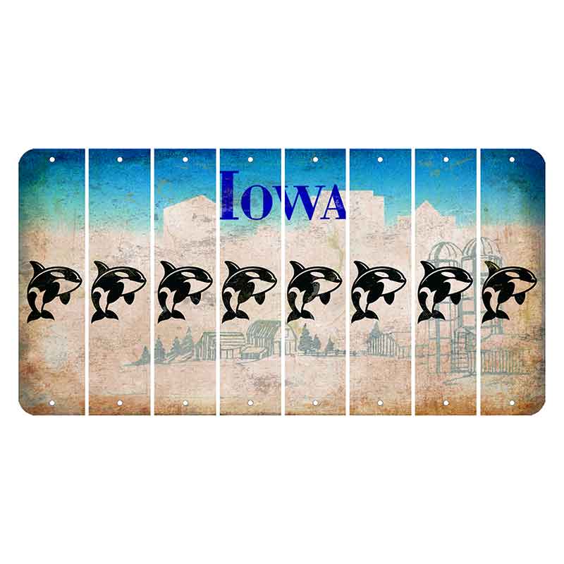 Iowa Farm Scene Cut License Plate Strips (Set of 8) Whale