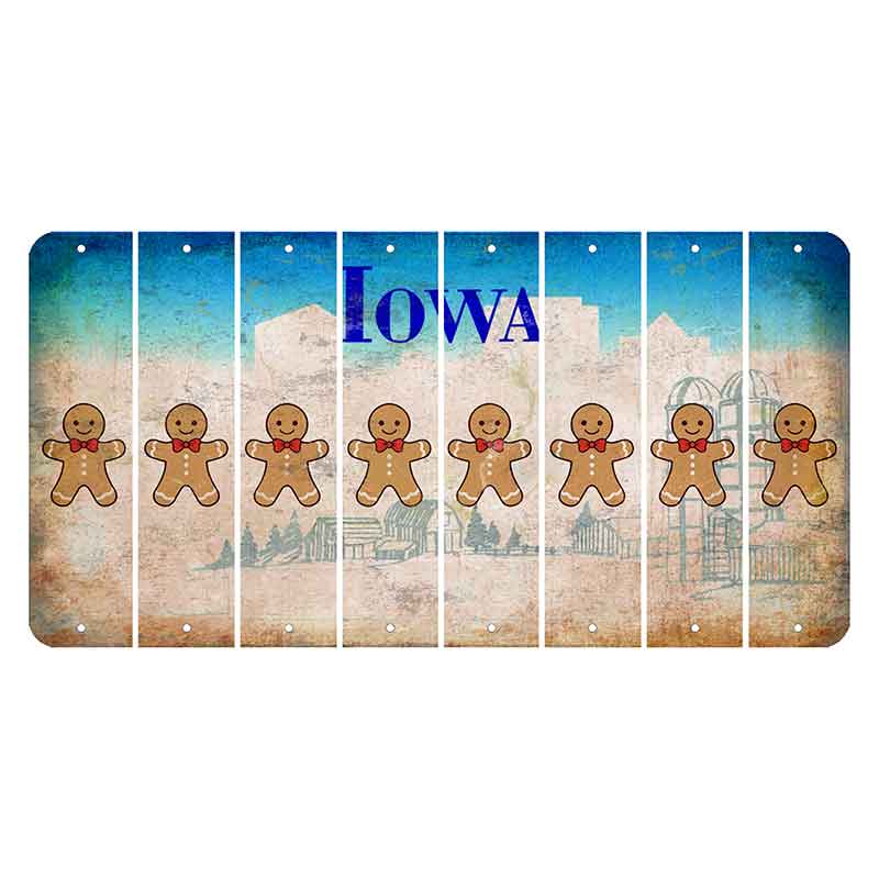 Iowa Farm Scene Cut License Plate Strips (Set of 8) Gingerbread Man