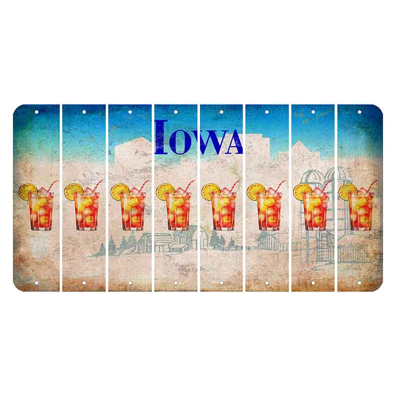 Iowa Farm Scene Cut License Plate Strips (Set of 8) Cocktail