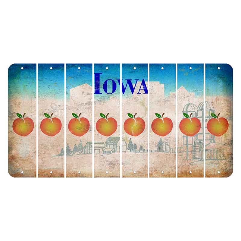 Iowa Farm Scene Cut License Plate Strips (Set of 8) Peach