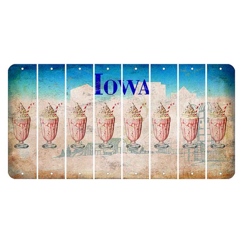 Iowa Farm Scene Cut License Plate Strips (Set of 8) Milkshake