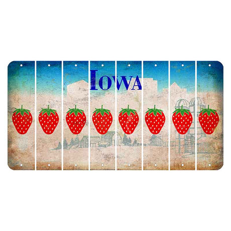 Iowa Farm Scene Cut License Plate Strips (Set of 8) Strawberry