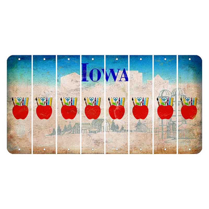 Iowa Farm Scene Cut License Plate Strips (Set of 8) Teacher Apple