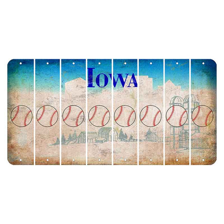 Iowa Farm Scene Cut License Plate Strips (Set of 8) Baseball