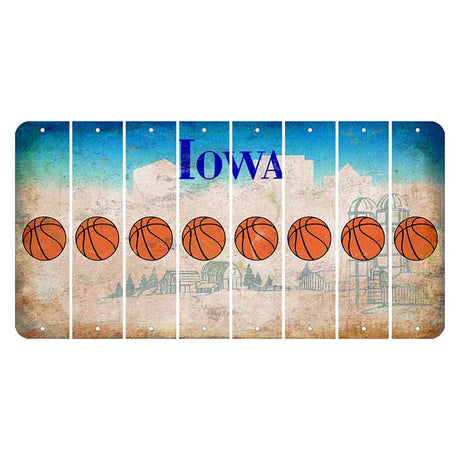 Iowa Farm Scene Cut License Plate Strips (Set of 8) Basketball